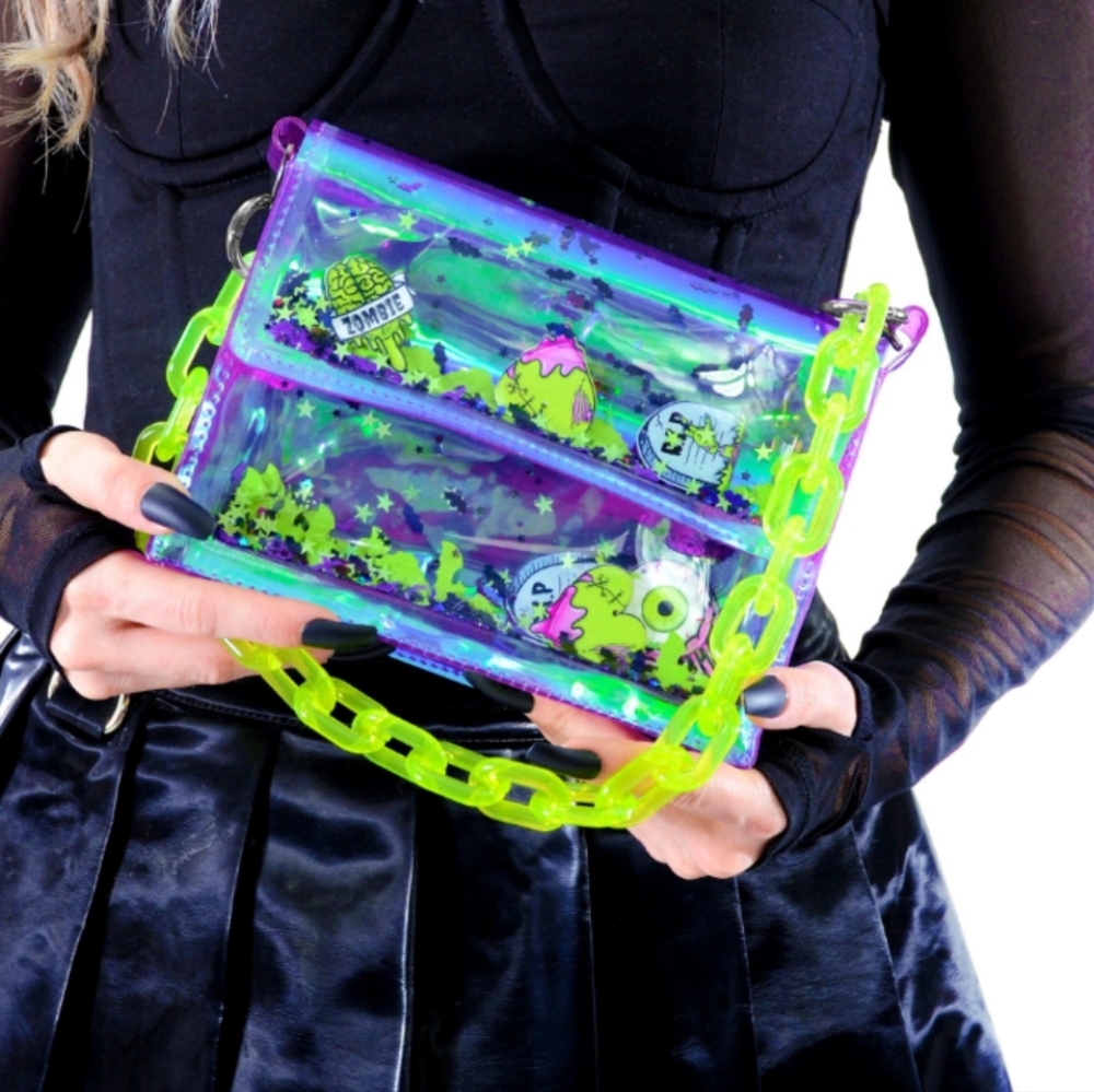 Monster Mash liquid jelly glitter clear purse bag mini bag y2k kawaii goth alt